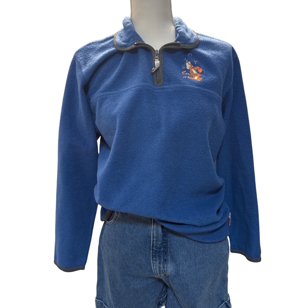 Vintage 90s Disney Winnie The Pooh Tigger Embroidered Fleece Zip Sweatshirt Med